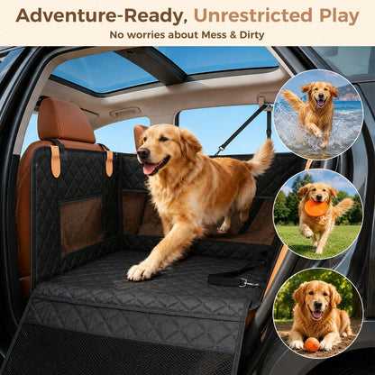 Hard Bottom Dog Car Seat Cover With Free Gift Glove 400lbs Capacity Heavy Duty Pet Car Hammock For Back Seat 100% Waterproof Oxford Fabric Scratchproof Mat SUV Sedan