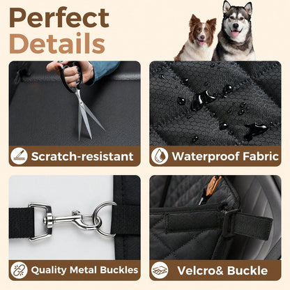Hard Bottom Dog Car Seat Cover With Free Gift Glove 400lbs Capacity Heavy Duty Pet Car Hammock For Back Seat 100% Waterproof Oxford Fabric Scratchproof Mat SUV Sedan
