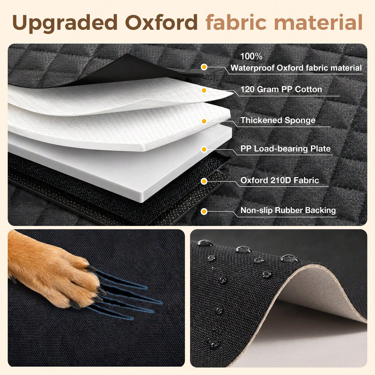 Hard Bottom Dog Car Seat Cover With Free Gift Glove 400lbs Capacity Heavy Duty Pet Car Hammock For Back Seat 100% Waterproof Oxford Fabric Scratchproof Mat SUV Sedan