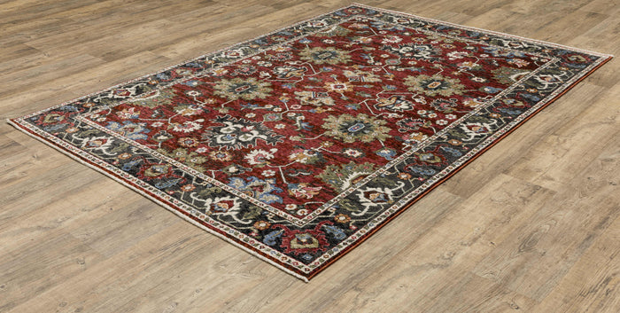 Oriental Weavers Area Rugs Hastings Area Rugs HA03v Red-Black in Many Sizes