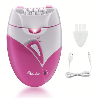 Hatteker 1pc Usb Rechargeable 3w Portable Ladies' Hair Remover With Light, 2 Speeds