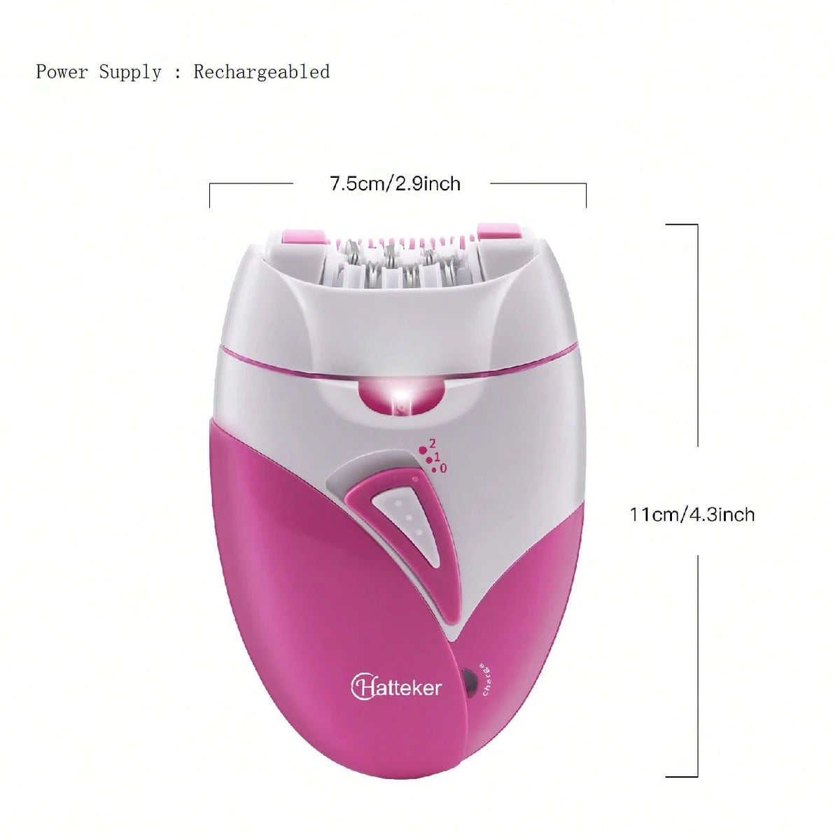 Hatteker 1pc Usb Rechargeable 3w Portable Ladies' Hair Remover With Light, 2 Speeds