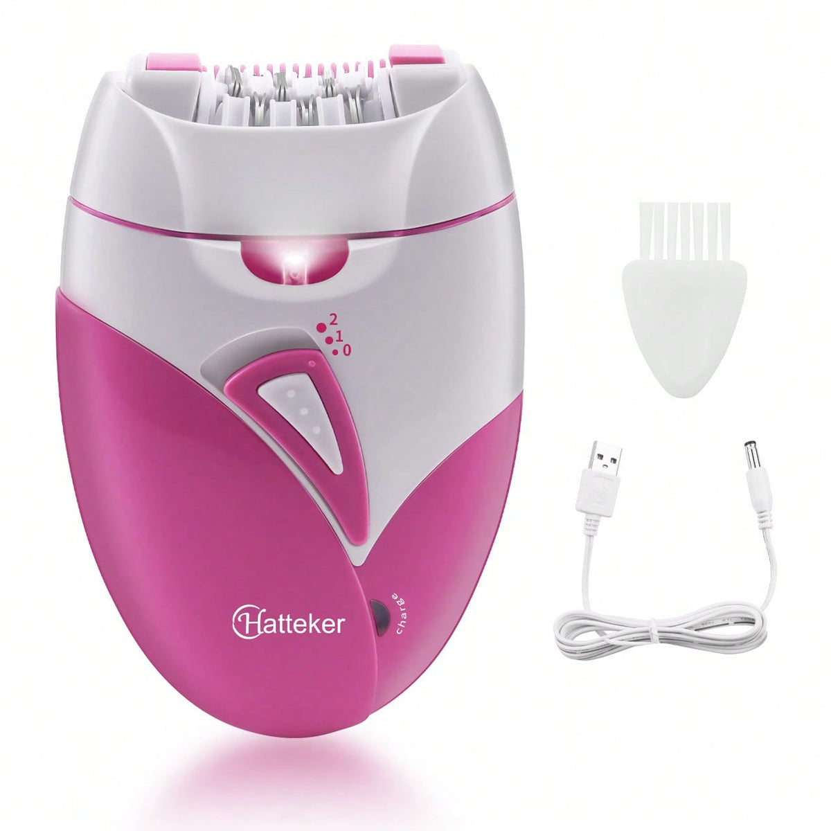 Hatteker 1pc Usb Rechargeable 3w Portable Ladies' Hair Remover With Light, 2 Speeds