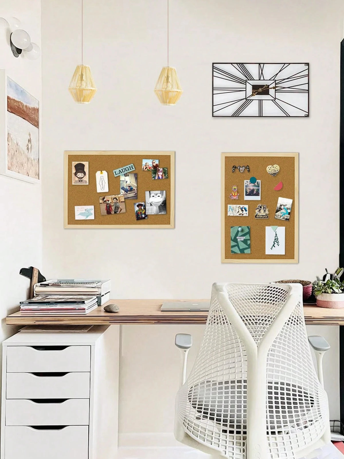 Haus Hana Framed Cork Bulletin Board With Oak Frame – Decorative Pinboard For Home, Office & School