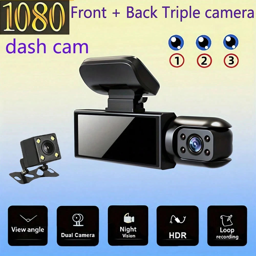 HD Two-Camera Dash Cam, 1080P Front And 720P Rear Dual Recording, Full Car Video Monitoring With Loop Recording, HD Night Vision, Wide Dynamic Imaging Technology, Scratch-Resistant Reversing Image, Fo