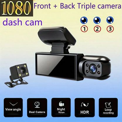 HD Two-Camera Dash Cam, 1080P Front And 720P Rear Dual Recording, Full Car Video Monitoring With Loop Recording, HD Night Vision, Wide Dynamic Imaging Technology, Scratch-Resistant Reversing Image, Fo