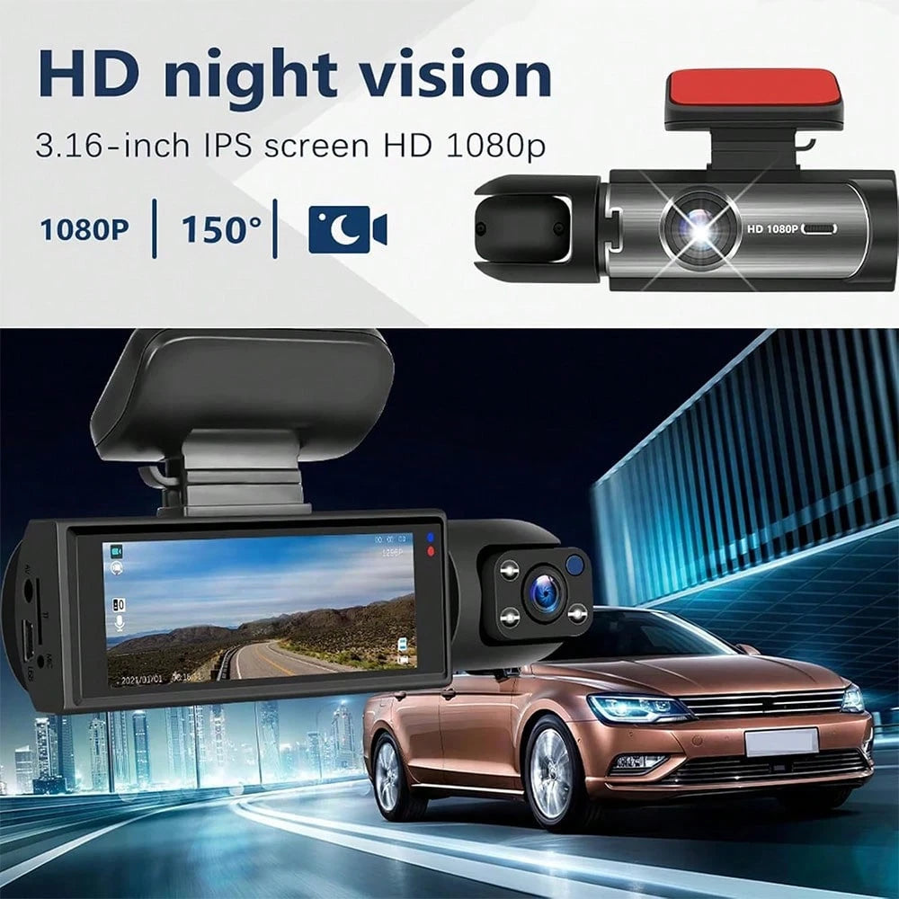 HD Two-Camera Dash Cam, 1080P Front And 720P Rear Dual Recording, Full Car Video Monitoring With Loop Recording, HD Night Vision, Wide Dynamic Imaging Technology, Scratch-Resistant Reversing Image, Fo
