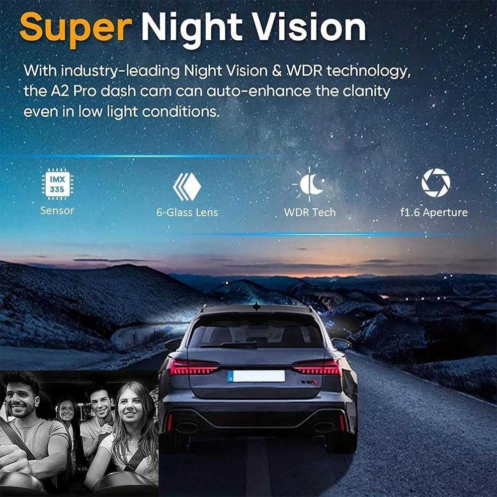 HD Two-Camera Dash Cam, 1080P Front And 720P Rear Dual Recording, Full Car Video Monitoring With Loop Recording, HD Night Vision, Wide Dynamic Imaging Technology, Scratch-Resistant Reversing Image, Fo