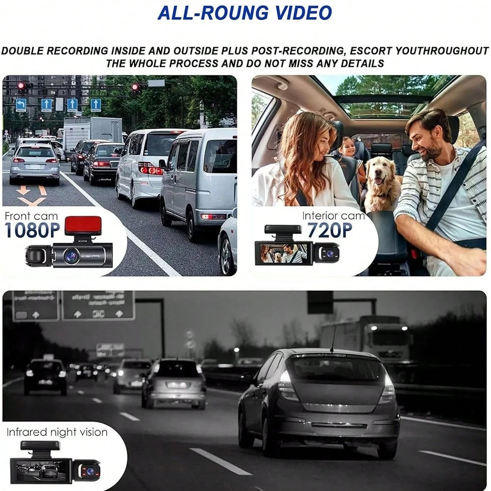 HD Two-Camera Dash Cam, 1080P Front And 720P Rear Dual Recording, Full Car Video Monitoring With Loop Recording, HD Night Vision, Wide Dynamic Imaging Technology, Scratch-Resistant Reversing Image, Fo