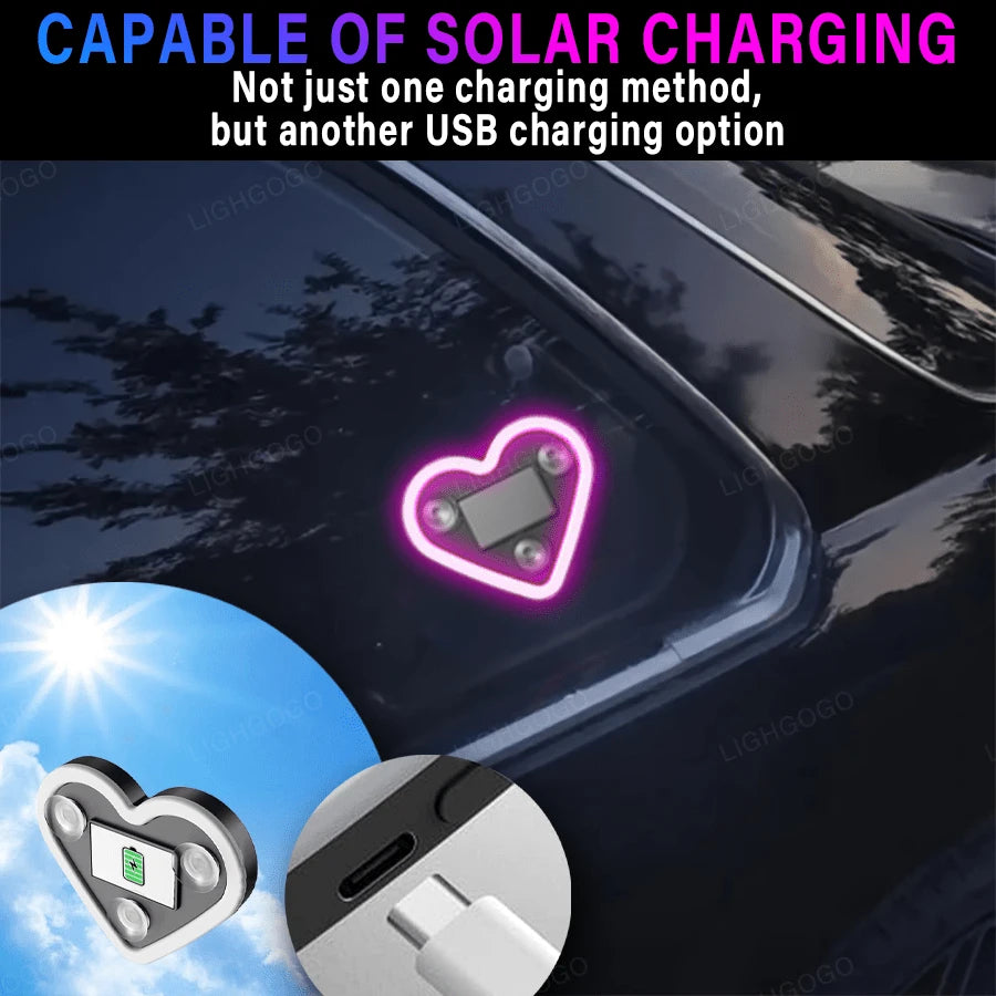 Heart-Shaped Car Triangular Window Decorative Light