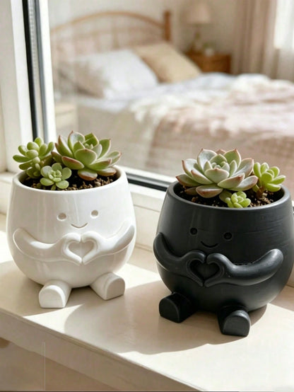 Heart-Shaped Flower Pot, Cute Succulent Plant Pot Container, High Aesthetic Value Small Flower Pot, Office Indoor/Outdoor Desktop Home Decor, Halloween Decoration, Back To School, Dorm Decor, School