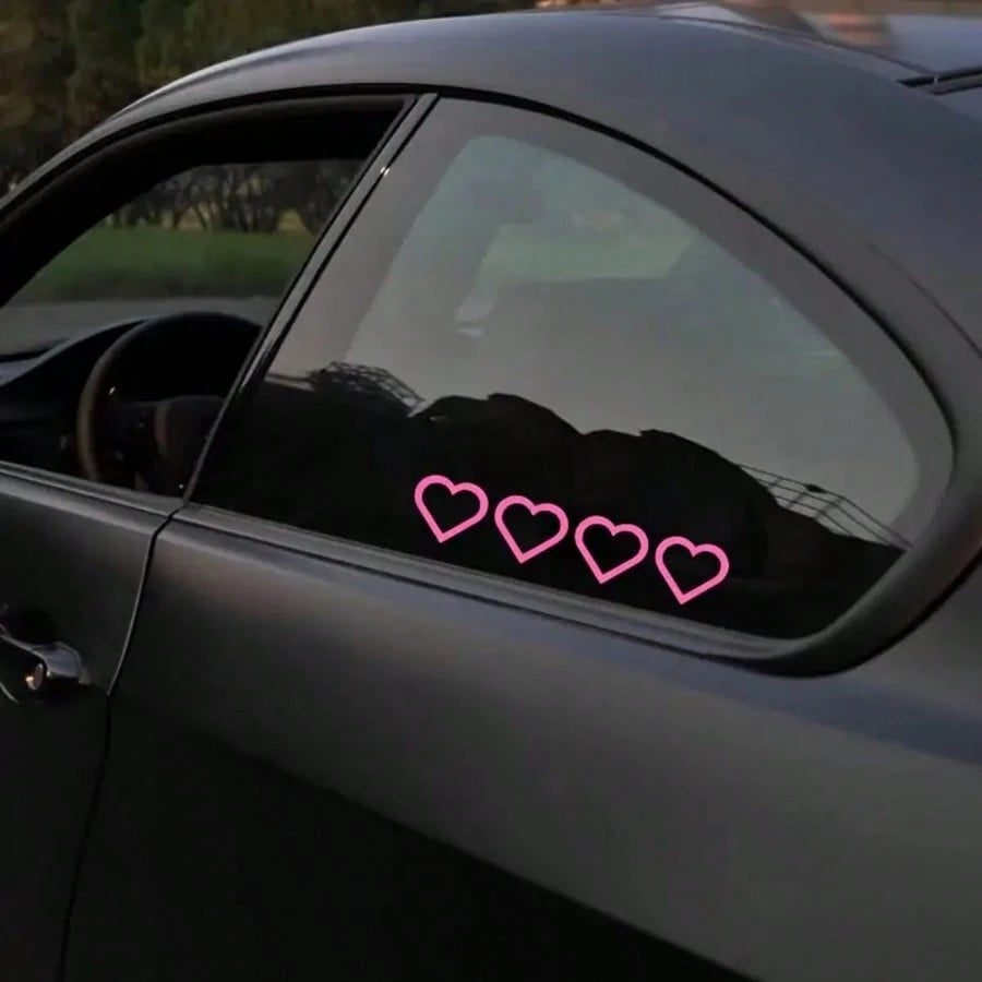 Heart-Shaped LED Car Window Atmosphere Light, Solar & Type-C Rechargeable Neon Light With Light Sensor And Vibration Sensor, 5 Lighting Modes, Suction Cup Installation, Cute Romantic Women's Car Inter