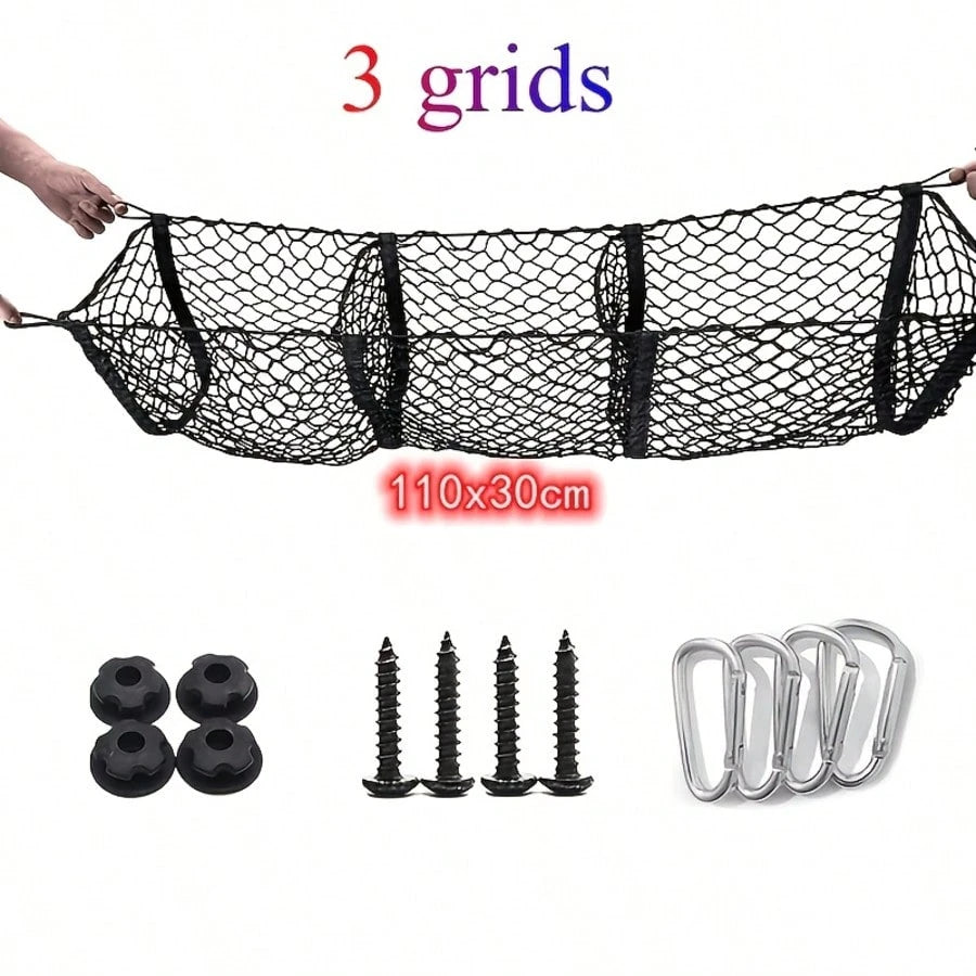 Heavy-Duty 3-Pocket Truck Bed Organizer- Durable Cargo Padding System, Free Installation, 3 Storage Compartments (Left/Middle/Right), Suitable For Trucks, SUVs, Ideal For Storing Gear, Equipment, And
