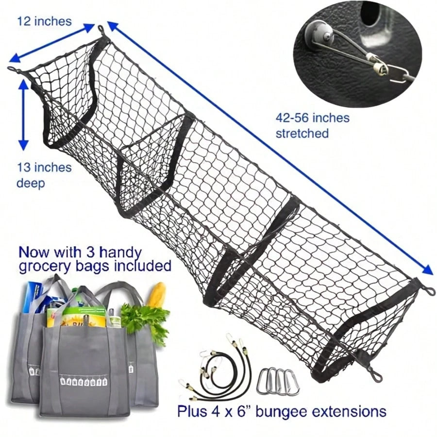Heavy-Duty 3-Pocket Truck Bed Organizer- Durable Cargo Padding System, Free Installation, 3 Storage Compartments (Left/Middle/Right), Suitable For Trucks, SUVs, Ideal For Storing Gear, Equipment, And