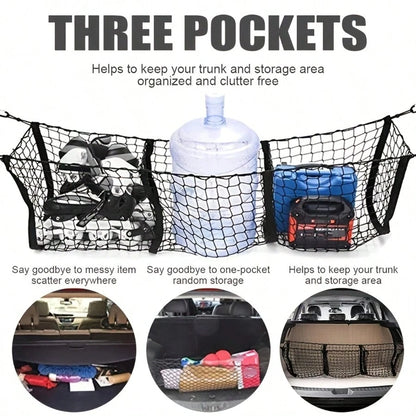 Heavy-Duty 3-Pocket Truck Bed Organizer- Durable Cargo Padding System, Free Installation, 3 Storage Compartments (Left/Middle/Right), Suitable For Trucks, SUVs, Ideal For Storing Gear, Equipment, And
