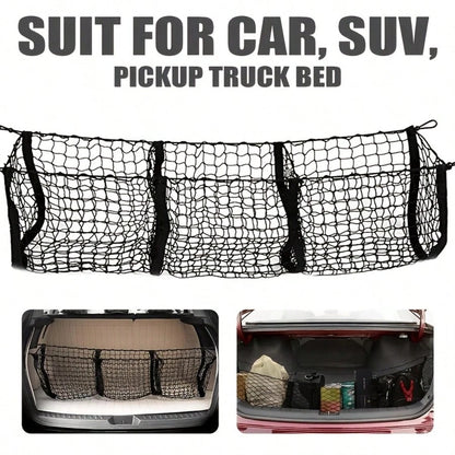 Heavy-Duty 3-Pocket Truck Bed Organizer- Durable Cargo Padding System, Free Installation, 3 Storage Compartments (Left/Middle/Right), Suitable For Trucks, SUVs, Ideal For Storing Gear, Equipment, And