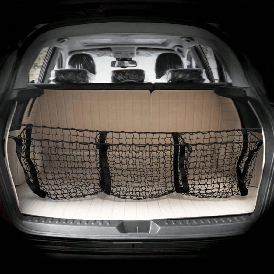 Heavy-Duty 3-Pocket Truck Bed Organizer- Durable Cargo Padding System, Free Installation, 3 Storage Compartments (Left/Middle/Right), Suitable For Trucks, SUVs, Ideal For Storing Gear, Equipment, And