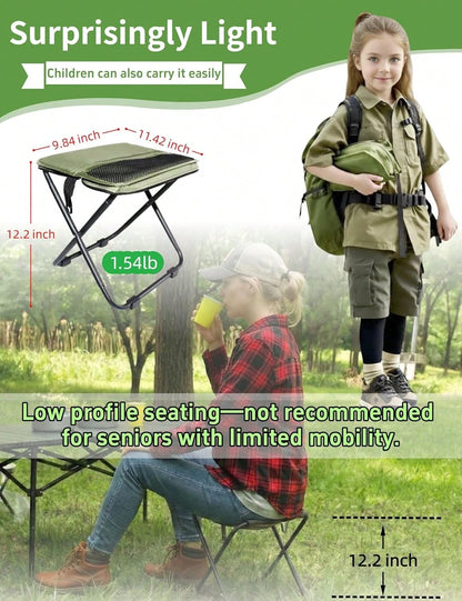 Heavy Duty Foldable Outdoor Stool, 2 Pack Ultralight Portable Camping Chair, Space Saving Travel Sports Outdoor Activities