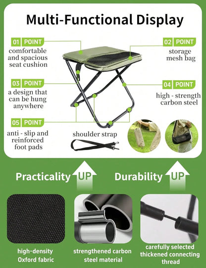 Heavy Duty Foldable Outdoor Stool, 2 Pack Ultralight Portable Camping Chair, Space Saving Travel Sports Outdoor Activities