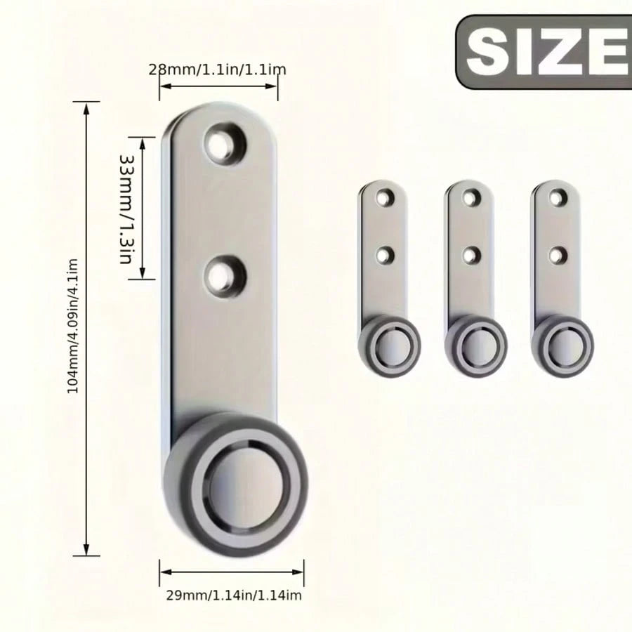 Heavy-Duty Silent Sliding Door Wheel Set- 4 Rollers & 8 Screws, Metal Construction, Directional Casters For Under-Bed Storage Units, Storage Bins, Sliding Track Wheels, Sliding Door Hardware Set, Sli