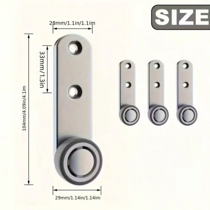 Heavy-Duty Silent Sliding Door Wheel Set- 4 Rollers & 8 Screws, Metal Construction, Directional Casters For Under-Bed Storage Units, Storage Bins, Sliding Track Wheels, Sliding Door Hardware Set, Sli