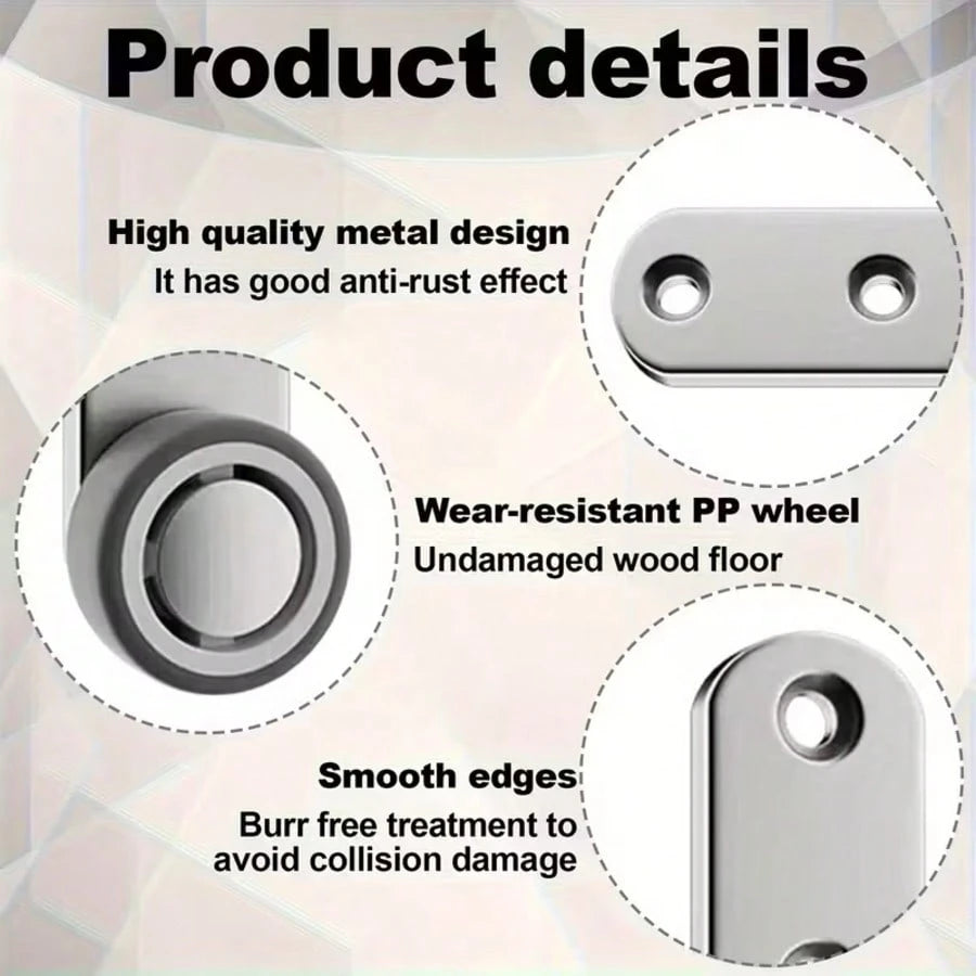 Heavy-Duty Silent Sliding Door Wheel Set- 4 Rollers & 8 Screws, Metal Construction, Directional Casters For Under-Bed Storage Units, Storage Bins, Sliding Track Wheels, Sliding Door Hardware Set, Sli
