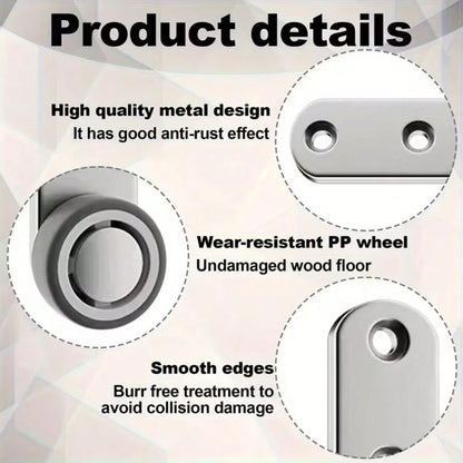 Heavy-Duty Silent Sliding Door Wheel Set- 4 Rollers & 8 Screws, Metal Construction, Directional Casters For Under-Bed Storage Units, Storage Bins, Sliding Track Wheels, Sliding Door Hardware Set, Sli