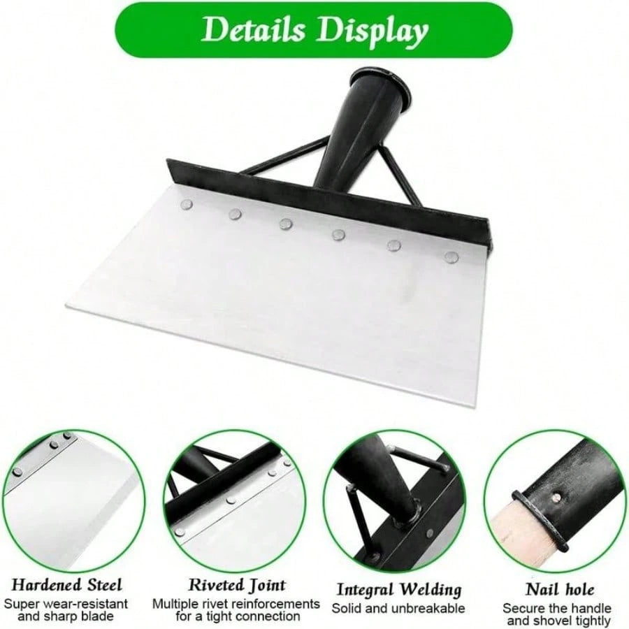 Heavy-Duty Stainless Steel Shovel Multi-Functional Garden Cleaning Tool With Ergonomic Design For Moss Weeds And Snow Handle-Free Gardening Shovel Manganese Steel Trenching Spade Steel Snow Shovel