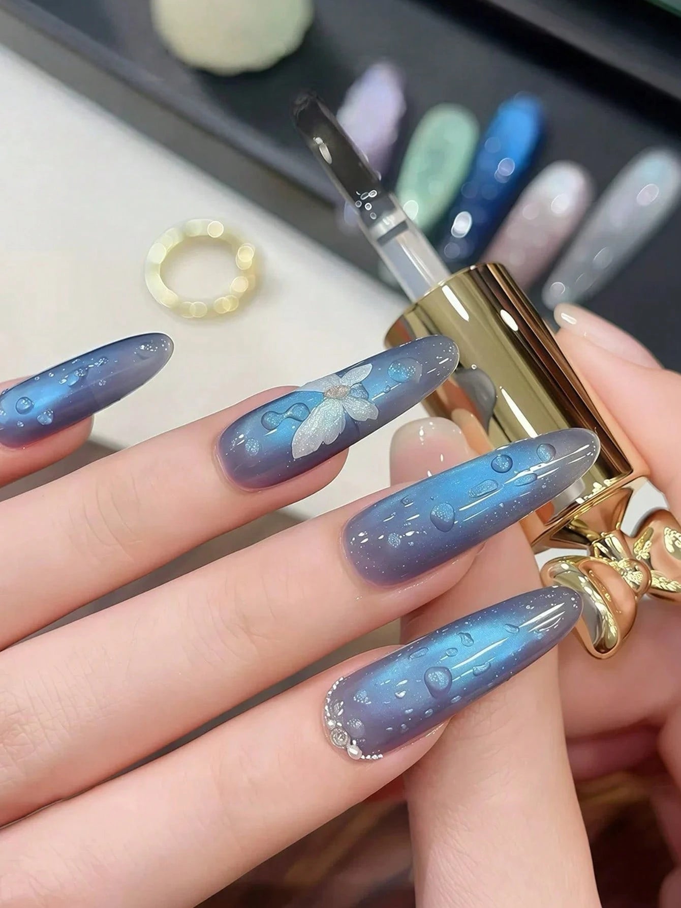 HEFENNA 1pc 3D Water Drop Gel Nail Polish, New Summer Style, Transparent Water Drop Beads, Fashionable Nail Art