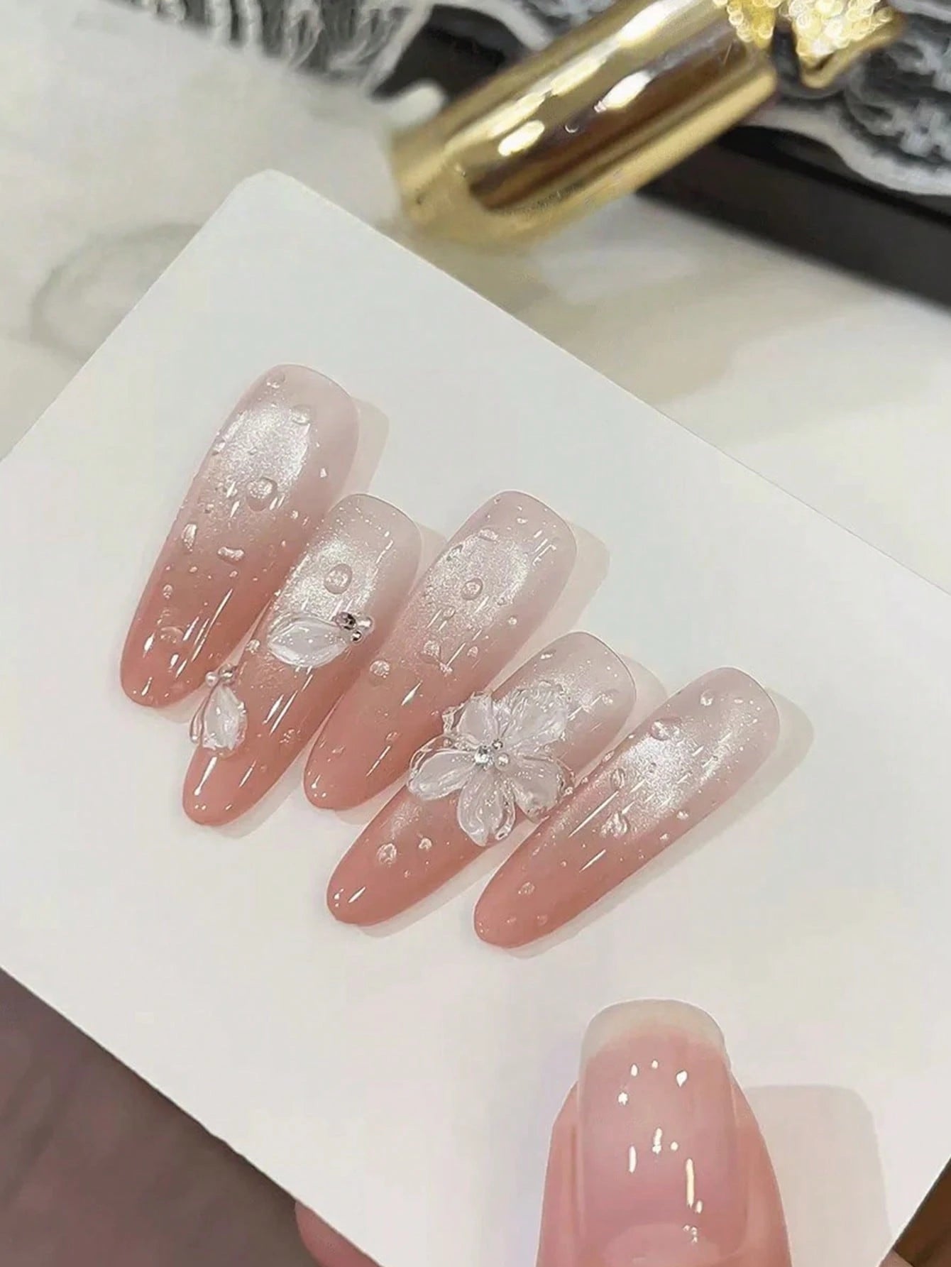 HEFENNA 1pc 3D Water Drop Gel Nail Polish, New Summer Style, Transparent Water Drop Beads, Fashionable Nail Art
