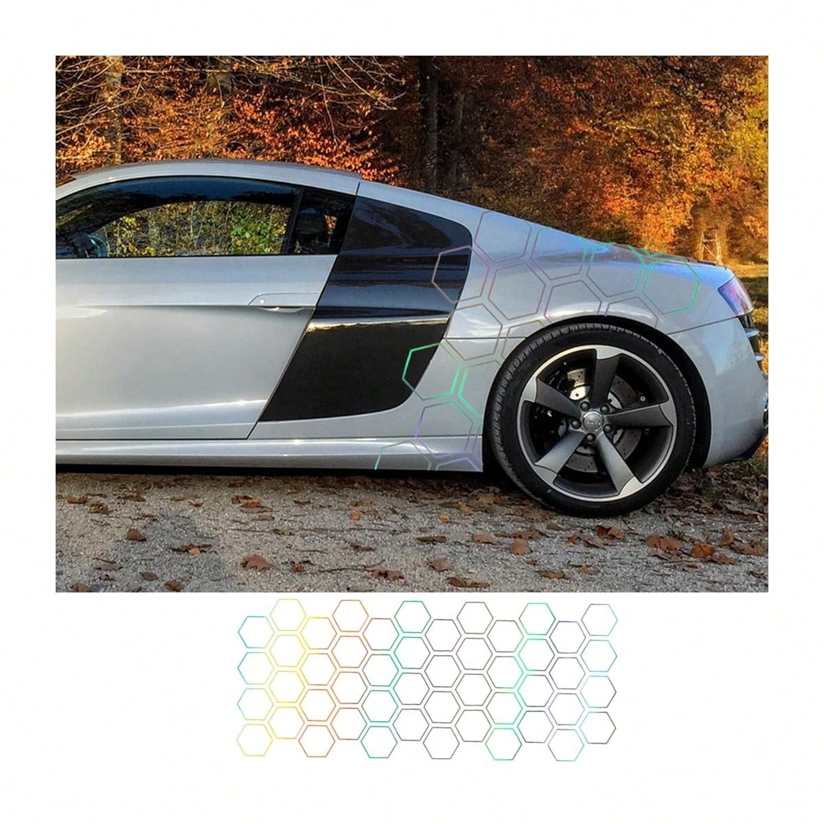 Hexagon Vinyl Car Door Side Stickers, Waterproof Self-Adhesive Auto Body Graphic Decals, Universal DIY Exterior Decor For Car SUV Truck, Red