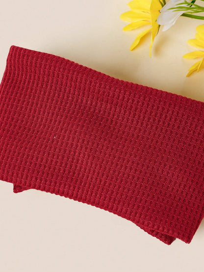 High Elastic Soft Waffle Knit Baby Headband, Macaron Pink Yellow Burgundy Solid Color 3D Large Bow Wide Band, Skin-Friendly Non-Tightening For Newborn Baby Girl, Full Month, First Birthday, Photoshoot