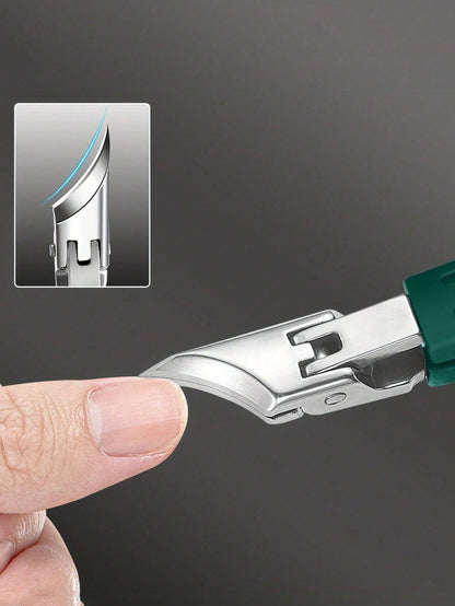 High Precision Nail Clipper For Thick Ingrown Nails, Made Of Premium Stainless Steel With Soft Handle And 25-Degree Ultra-Sharp Blade, Anti-Splatter Design For Elderly