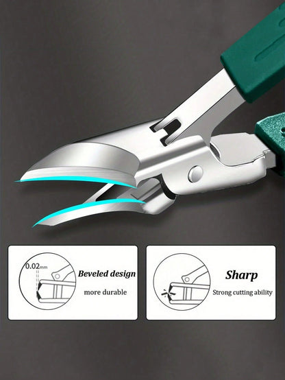 High Precision Nail Clipper For Thick Ingrown Nails, Made Of Premium Stainless Steel With Soft Handle And 25-Degree Ultra-Sharp Blade, Anti-Splatter Design For Elderly