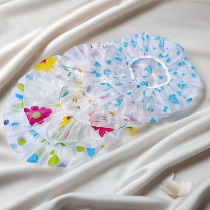 [High Quality Thickened & Oversized Shower Cap]Adjustable Printed Shower Cap, Reusable, With Elastic Band, Suitable For Women's Spa & Hair Salon Use