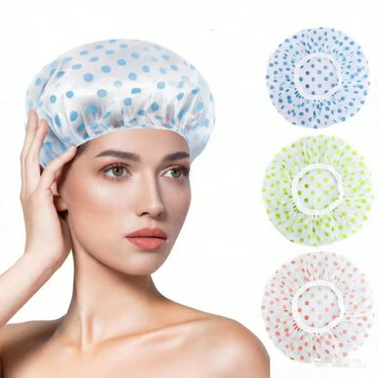 [High Quality Thickened & Oversized Shower Cap]Adjustable Printed Shower Cap, Reusable, With Elastic Band, Suitable For Women's Spa & Hair Salon Use