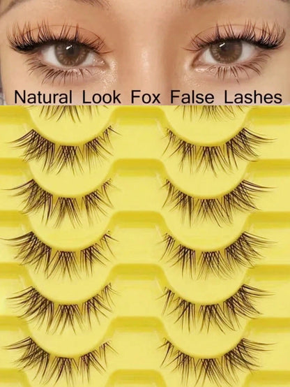High Rating 10 Pairs Fox Eye/European & American/Japanese & Korean Style False Eyelashes- C/D Curl, 7-14mm Length, DIY Natural Eyelashes, Fluffy Dense Curly Eyelashes. Lightweight And Comfortable, In