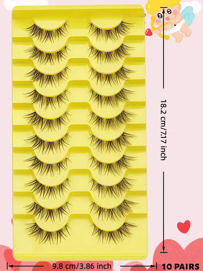High Rating 10 Pairs Fox Eye/European & American/Japanese & Korean Style False Eyelashes- C/D Curl, 7-14mm Length, DIY Natural Eyelashes, Fluffy Dense Curly Eyelashes. Lightweight And Comfortable, In