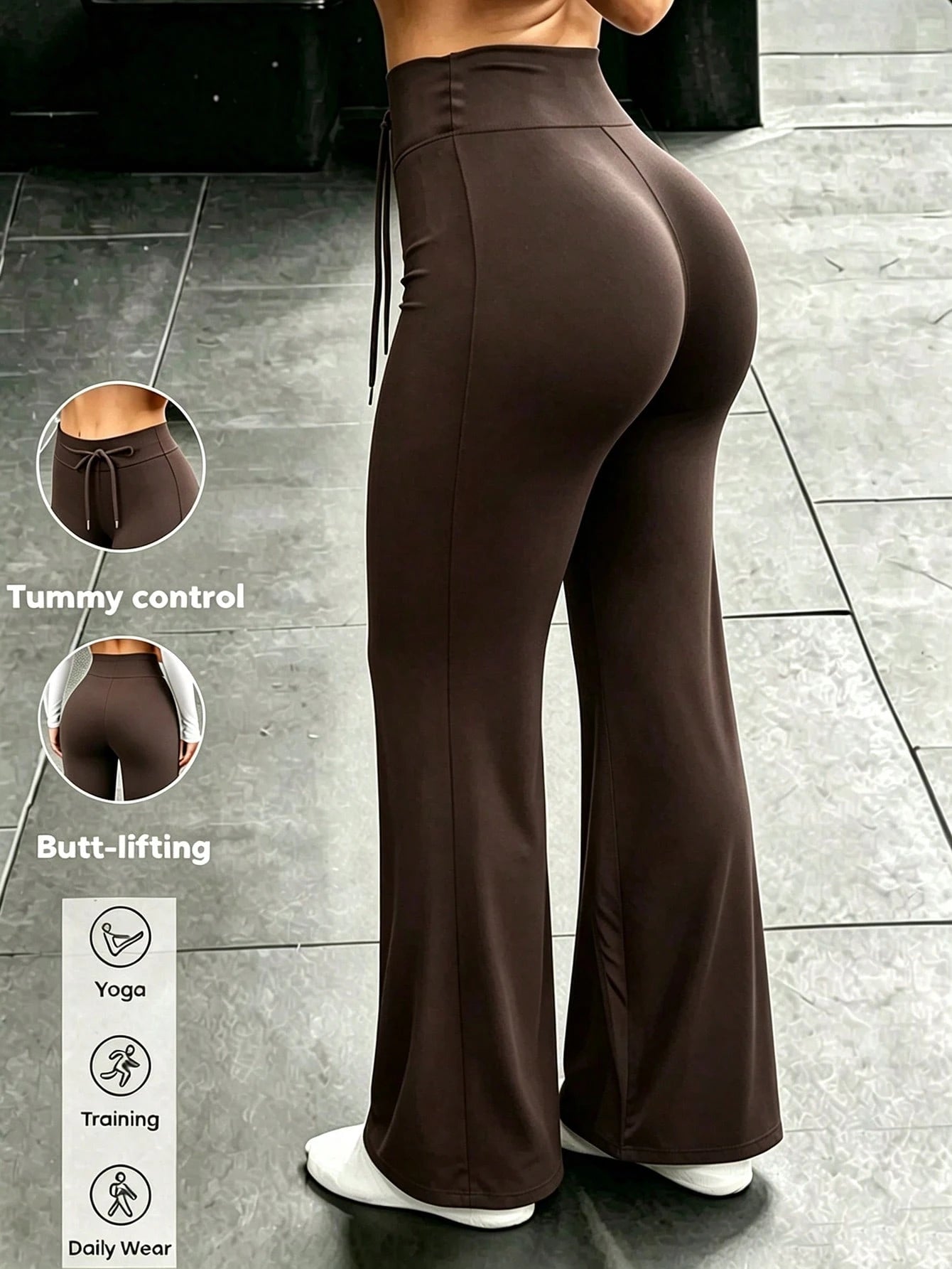 High-Waist Drawstring Wide-Leg Pants, Fitness Yoga Pants, Tummy-Control Hip-Lifting Sports Pants, Women's Casual Pants, Sports Fitness Pants