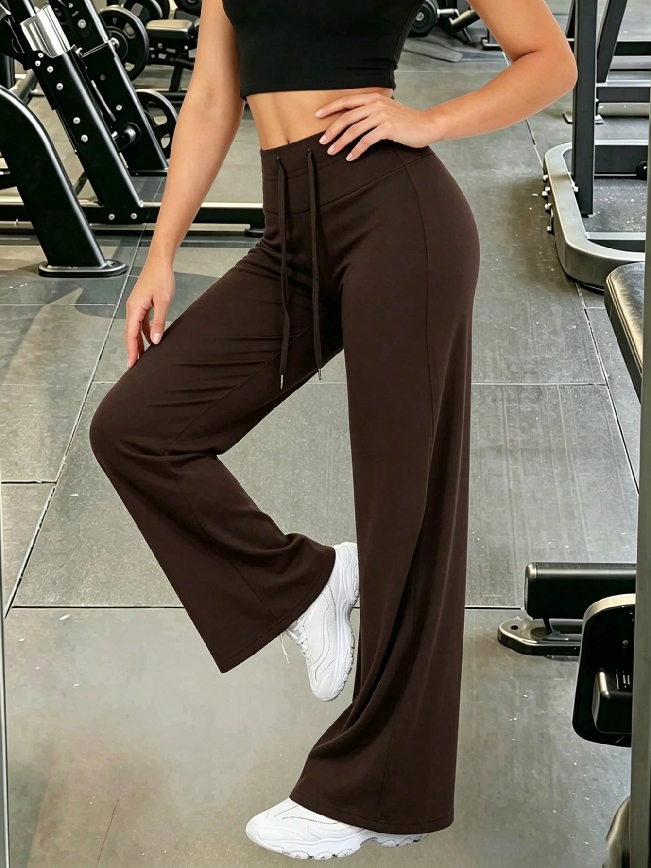 High-Waist Drawstring Wide-Leg Pants, Fitness Yoga Pants, Tummy-Control Hip-Lifting Sports Pants, Women's Casual Pants, Sports Fitness Pants