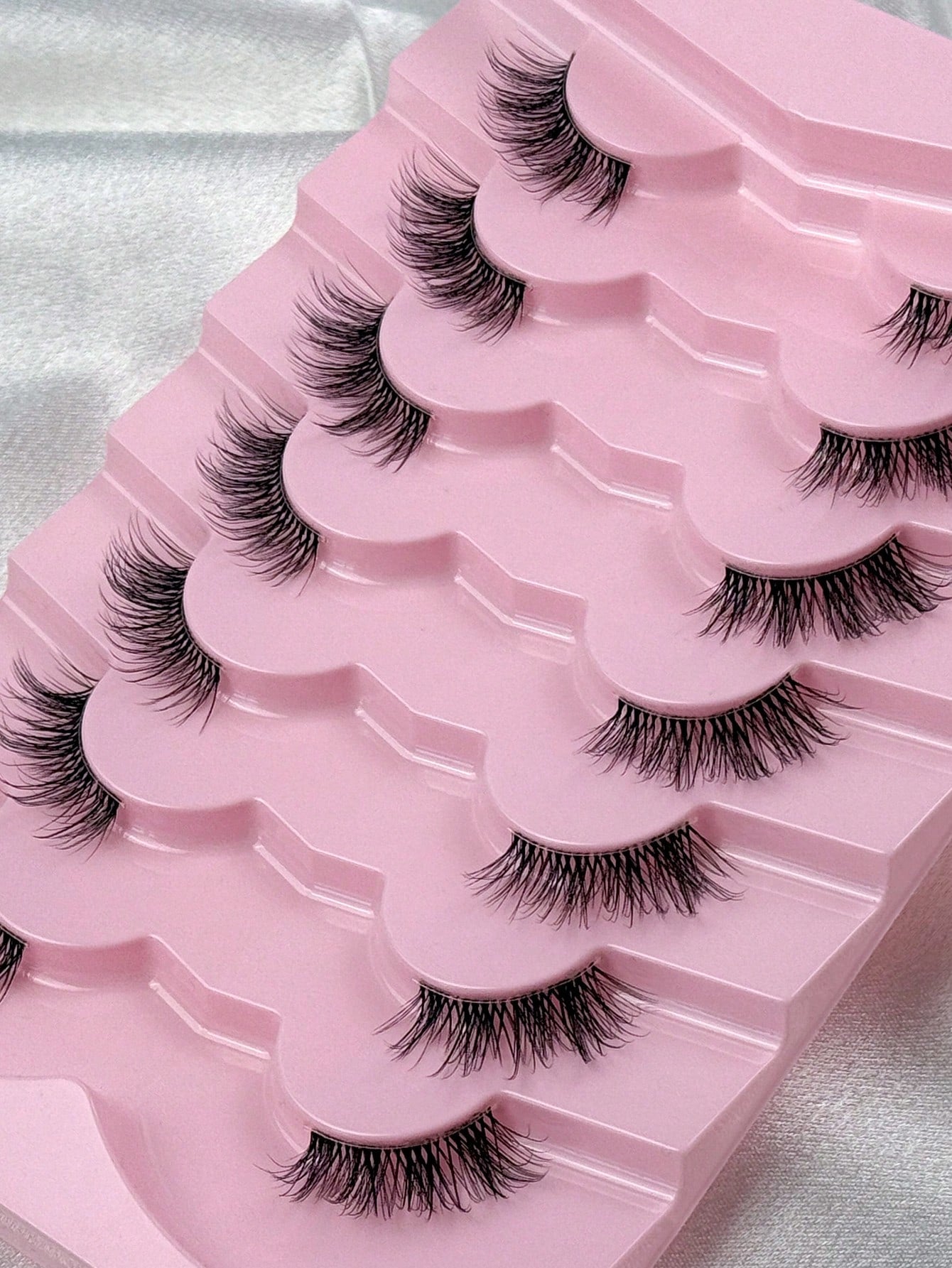 Hinarin 7 Pairs D Curl Half Eye Lashes Natural Look Crossed Strip Lashes Fluffy Curly Half Eyelashes With Invisible Stem 3D Synthetic Handmade False Eyelashes Great For Party Makeup Strip Lashes Lashe