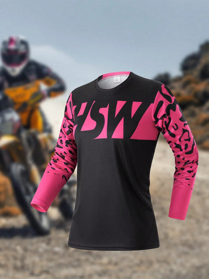 HISERWA 2025 Women's Mountain Bike Cycling Jersey, Competitive Cycling Shirt, MTB BMX All-Terrain Bicycle Downhill Motorcycle Offroad Motorcycle Long Sleeve T-Shirt, Quick-Dry Breathable Shirt Black S
