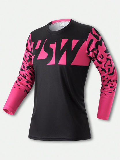 HISERWA 2025 Women's Mountain Bike Cycling Jersey, Competitive Cycling Shirt, MTB BMX All-Terrain Bicycle Downhill Motorcycle Offroad Motorcycle Long Sleeve T-Shirt, Quick-Dry Breathable Shirt Black S