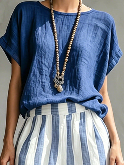 Holidaya Women's Casual Summer Top & Striped Pants 2 Pieces Set