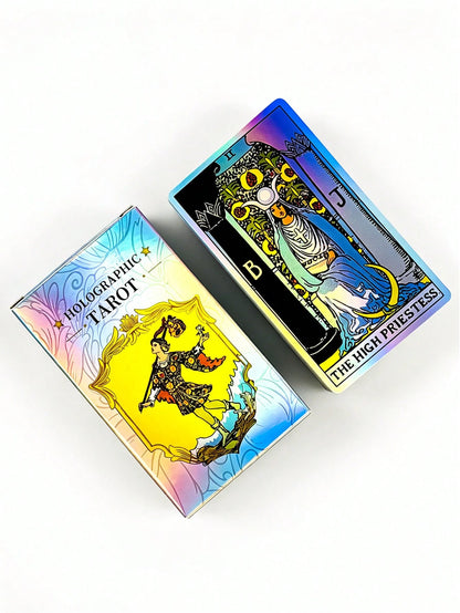 Holographic Tarot Card Set, Classic Waite Design, Suitable For Daily Divination, Perfect For Beginners