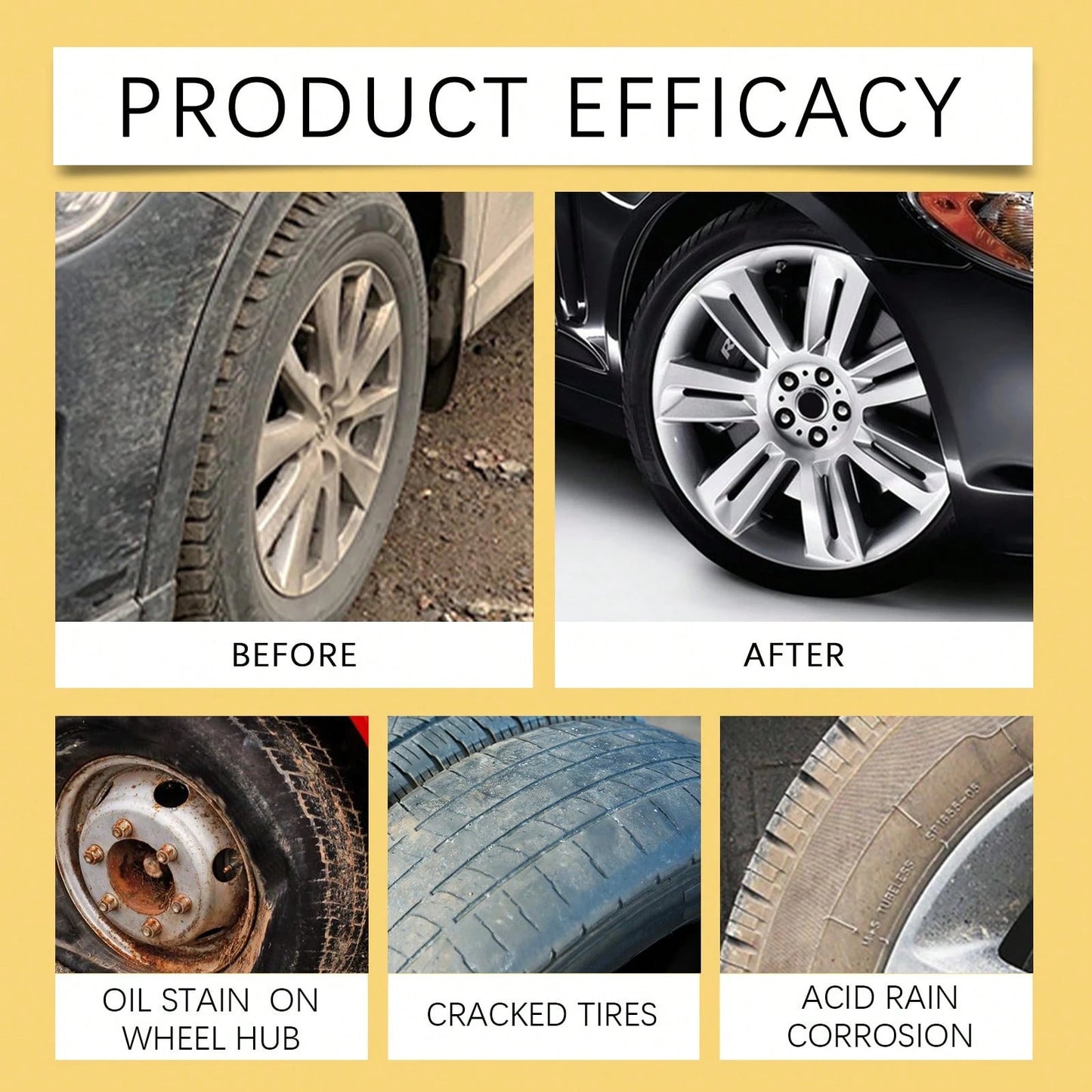 Homonth 1 Set Tire Revitalizing Gel- Deep Clean, Restore Shine, Water & Dirt Repellent, Long-Lasting Protective Coating For Car, SUV, Truck Wheel Maintenance,Car Acessesories Women,Car Stuff,Car Aces