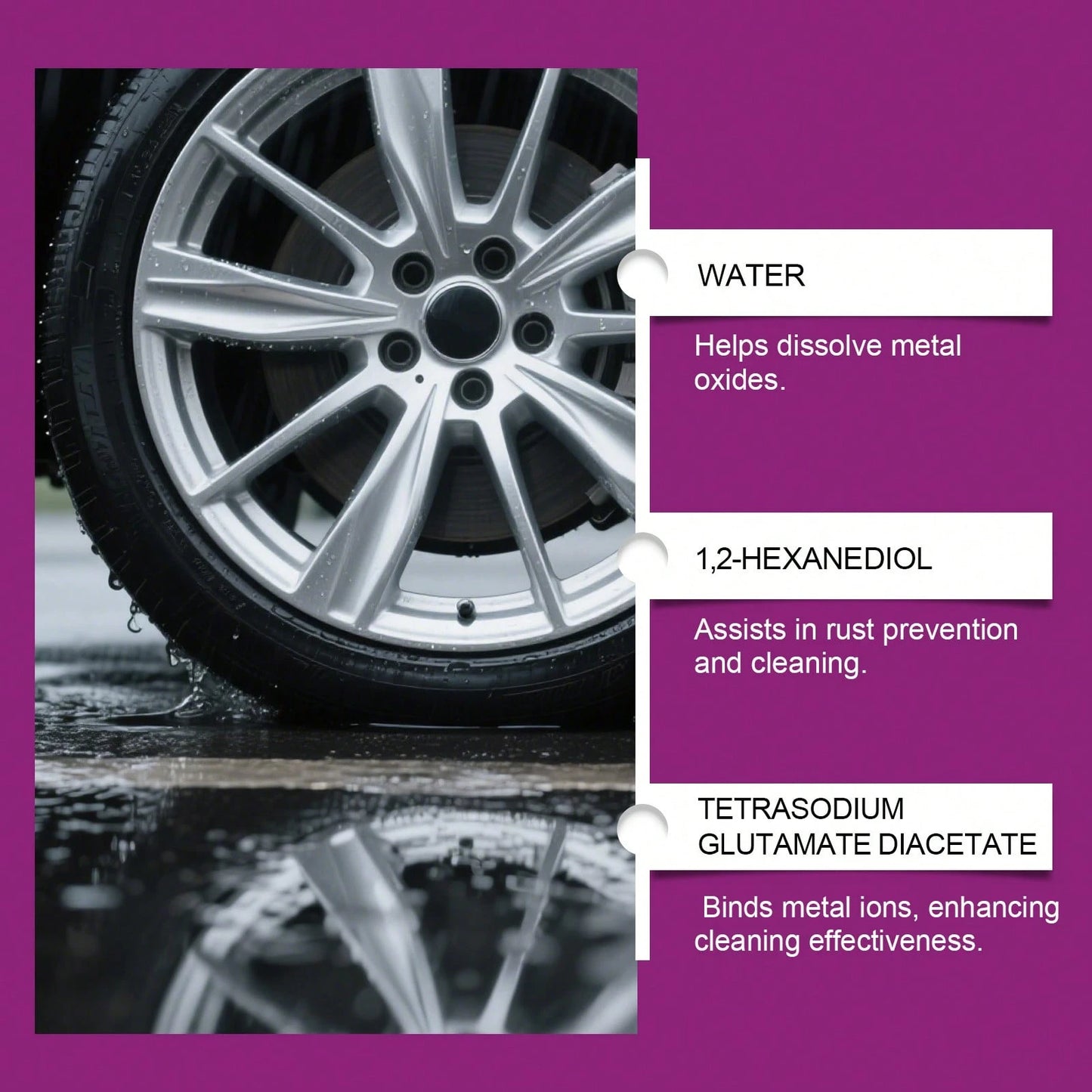 Homonth 120ML Professional Wheel & Rim Cleaner Spray, Advanced Purple Reactive Formula, PH-Balanced Wheel Cleaner, Dissolves Stubborn Dirt Brake Dust & Stains, Multi-Purpose Automotive Car Care Cleani
