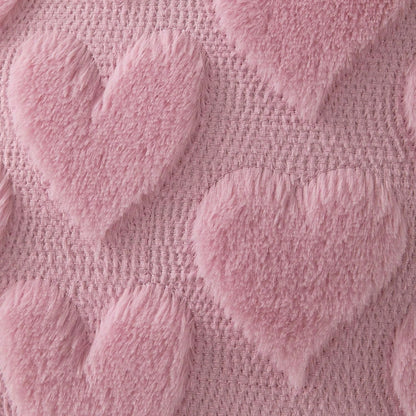 HOMPOOLL 1/2 Pcs Valentine's Day Pillowcases, 18x18 Inches, Valentine's Day Decoration, Red Heart, Soft Plush Faux Fur Jacquard Pillow, Suitable For Bedroom Sofas, Holiday Home Decor.