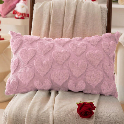HOMPOOLL 1/2 Pcs Valentine's Day Pillowcases, 18x18 Inches, Valentine's Day Decoration, Red Heart, Soft Plush Faux Fur Jacquard Pillow, Suitable For Bedroom Sofas, Holiday Home Decor.
