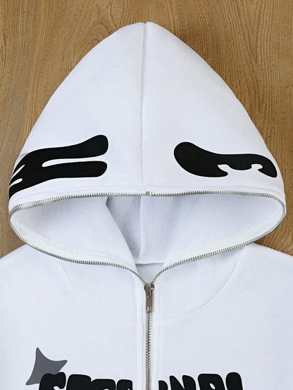 Hooded Y2K Street Printed Sweatshirt Sweatshirt For Teenage Boys, Halloween Theme Fall Winter